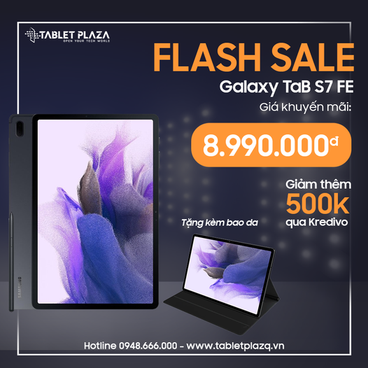 Flash sale - Galaxy Tab S7 Fe 5G tại Tablet Plaza Bến Cát