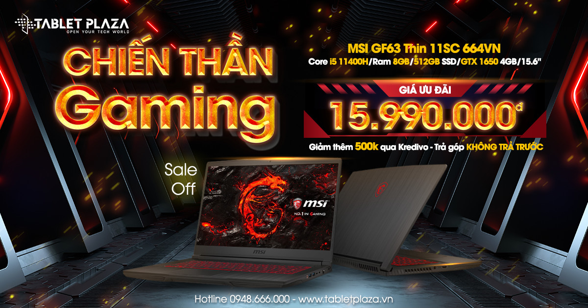trả góp laptop msi GF63 giá rẻ bến cát-bình dương
