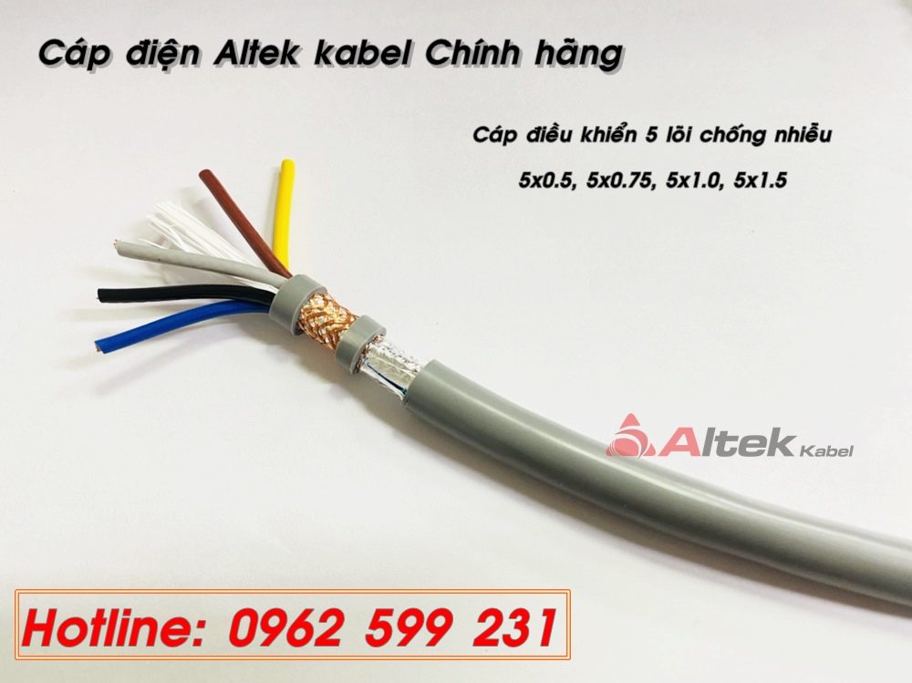 Cáp điều khiển 5 lõi Altek kabel SH-500 0.5 đến 1.5 mm2