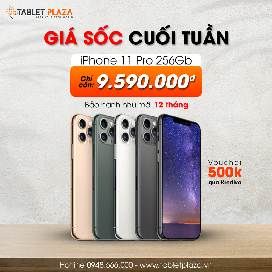 Giá sốc cuối tuần iphone 11 pro 256G tại Tablet Plaza Bến Cát