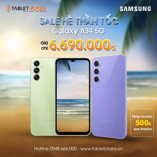 sale thần tốc Galaxy a34 tại Tablet Plaza Bến Cát