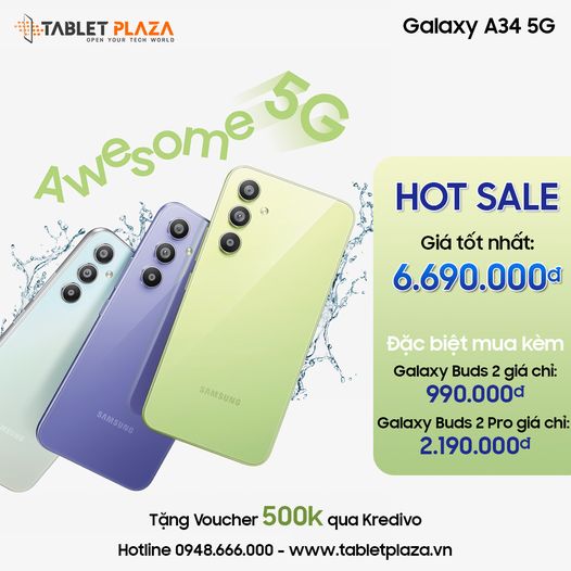 Hot Galaxy A34 mua ngay tại Tablet Plaza Bến Cát