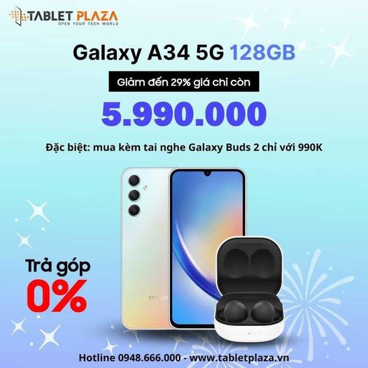 Samsung Galaxy A34 5 sale sốc tại Tablet Plaza
