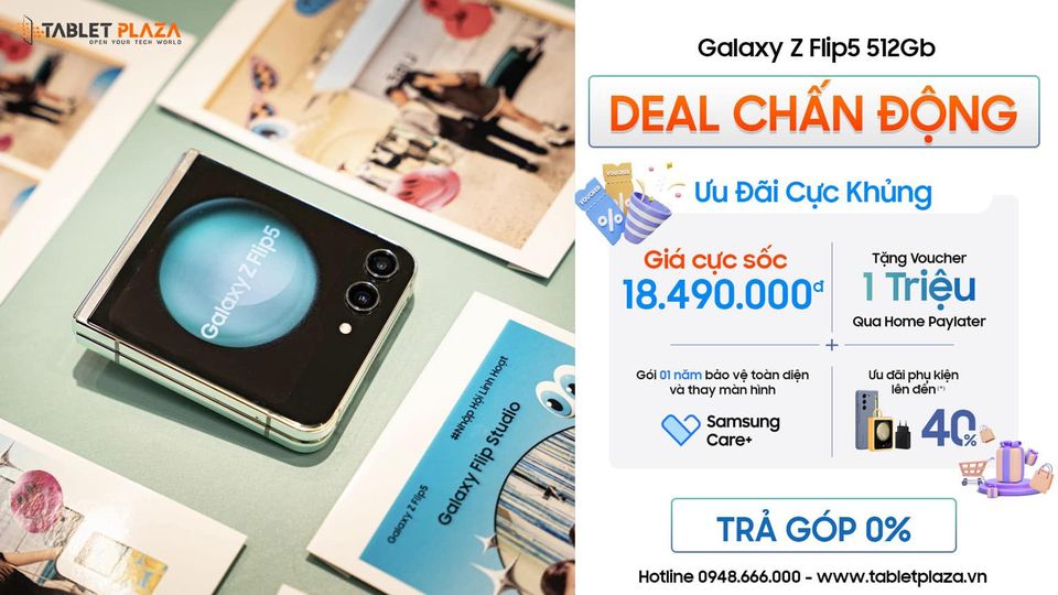 Săn sale chấn động Z Flip 5 512GB tại Tablet Plaza