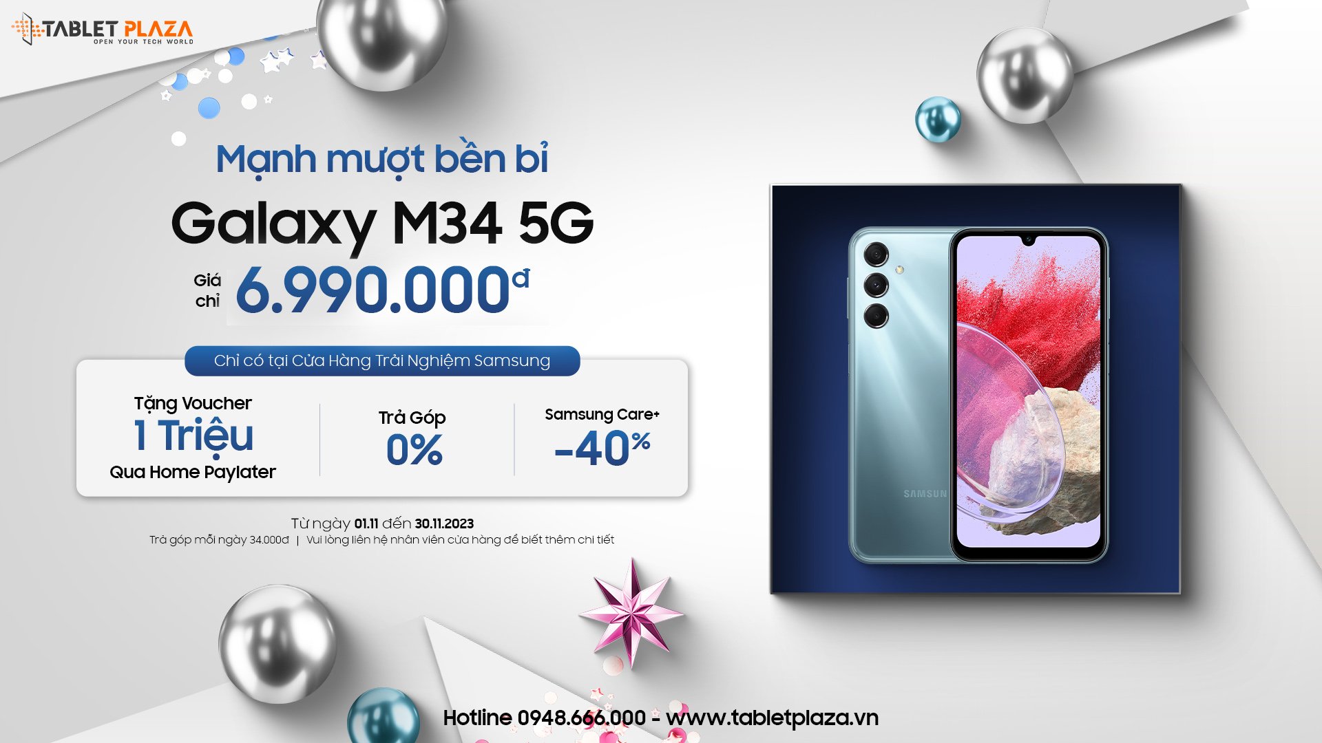 mạnh mẽ bền bỉ cùng galaxy m34 5g