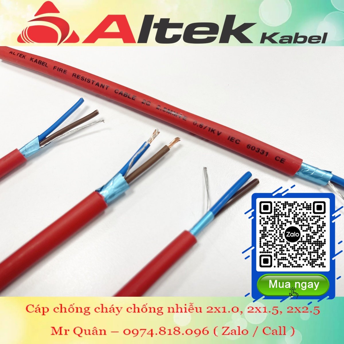 Cáp chống cháy chống nhiễu 2 lõi Altek Kabel