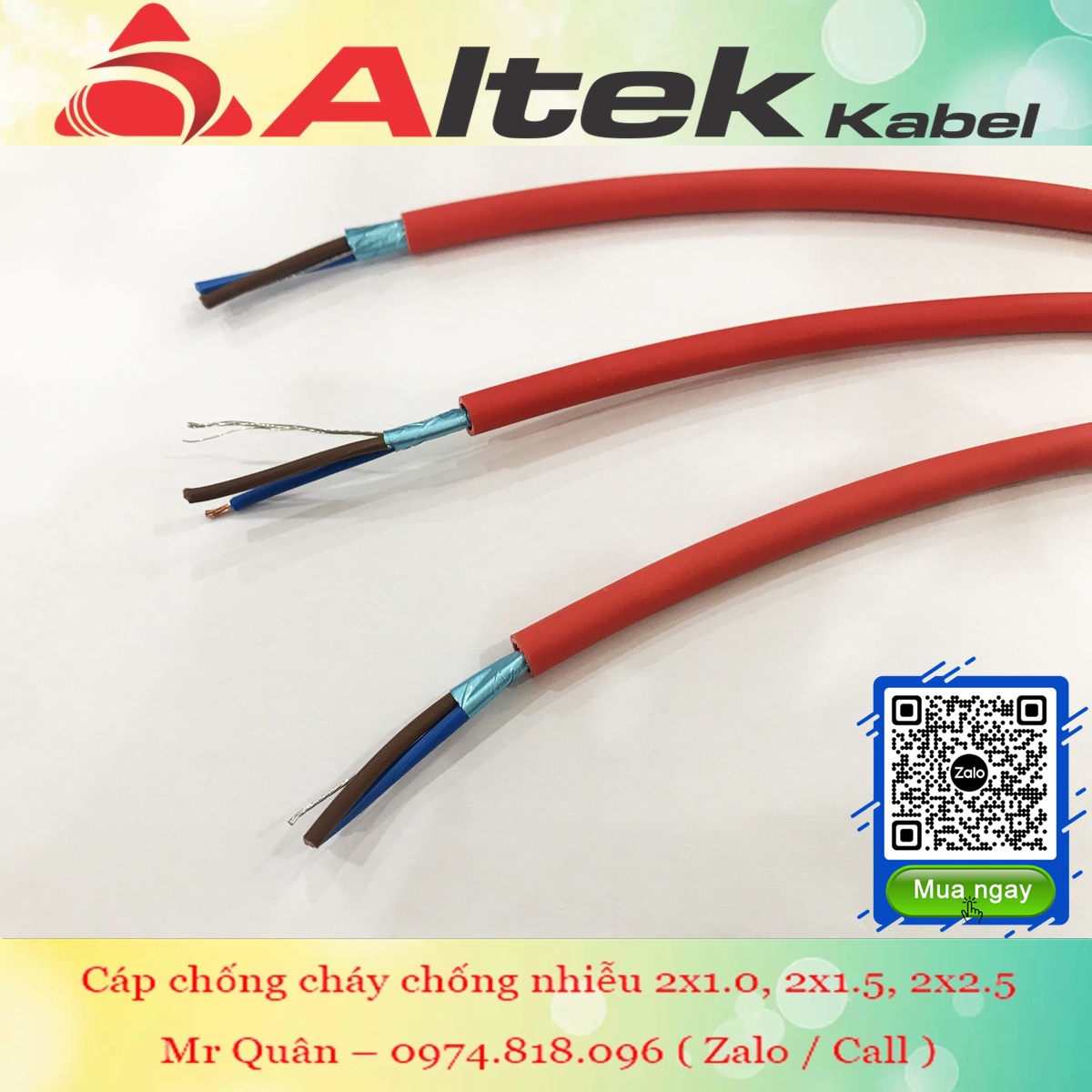 Cáp chống cháy chống nhiễu 2 lõi Altek Kabel