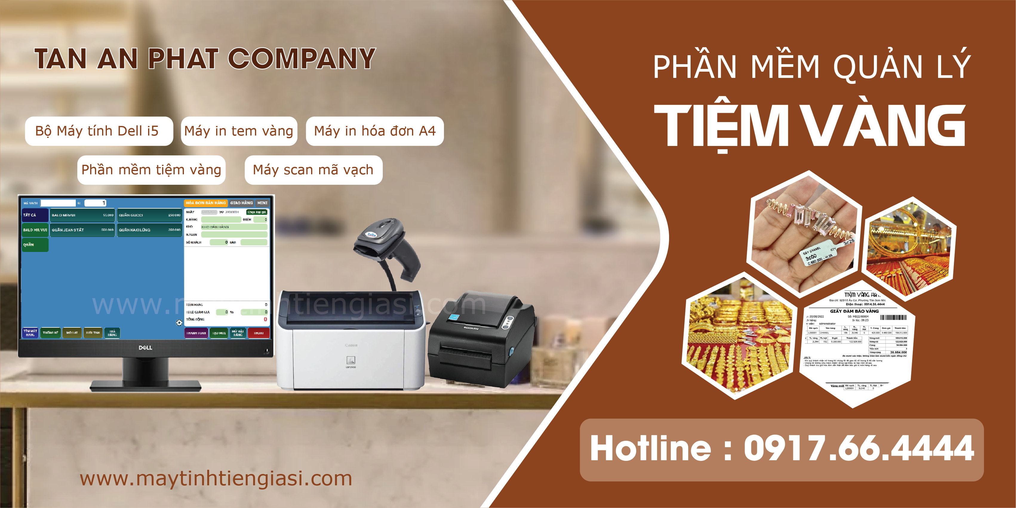 Máy tính teienf cho tiệm vàng trọn gói : 0917.66.4444