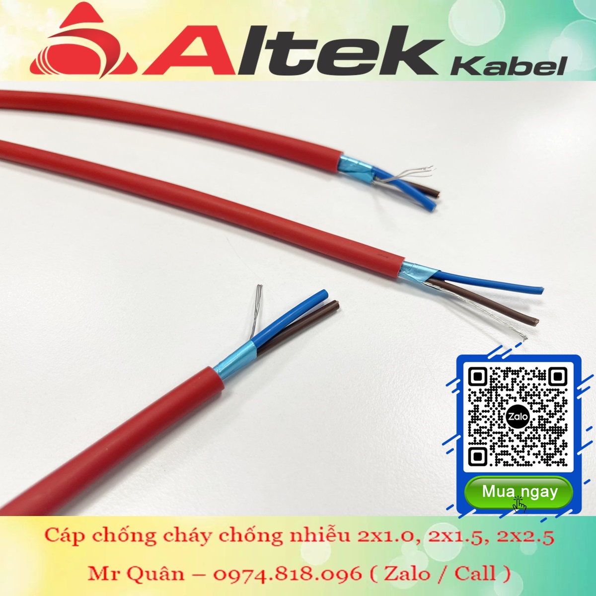 Cáp chống cháy chống nhiễu 2 lõi Altek Kabel