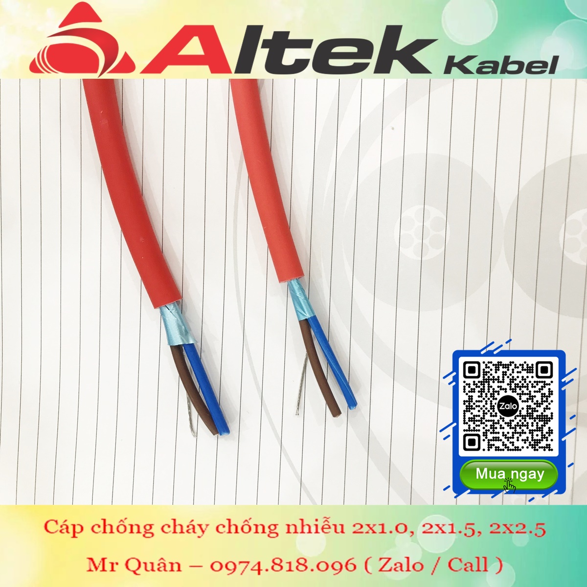 Cáp chống cháy chống nhiễu 2 lõi Altek Kabel