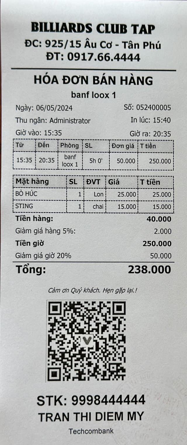 Trọn Bộ Máy Tính Tiền Cảm Ứng và Phần Mềm Quản Lý Bida 0868.878.164