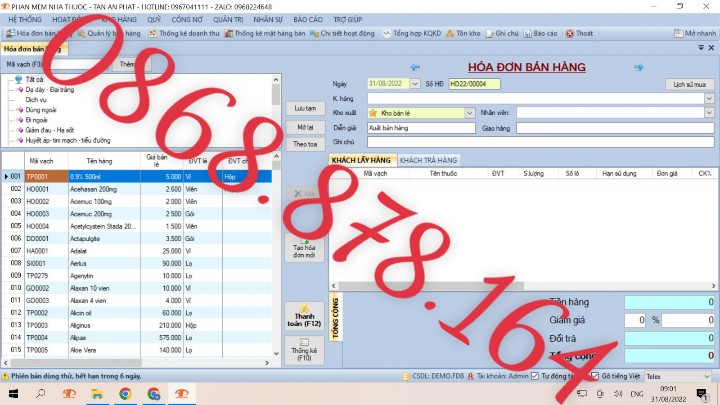 Phần Mềm Tính Tiền Quản Lý Nhà Thuốc Tây Giá Rẻ -0868.878.164