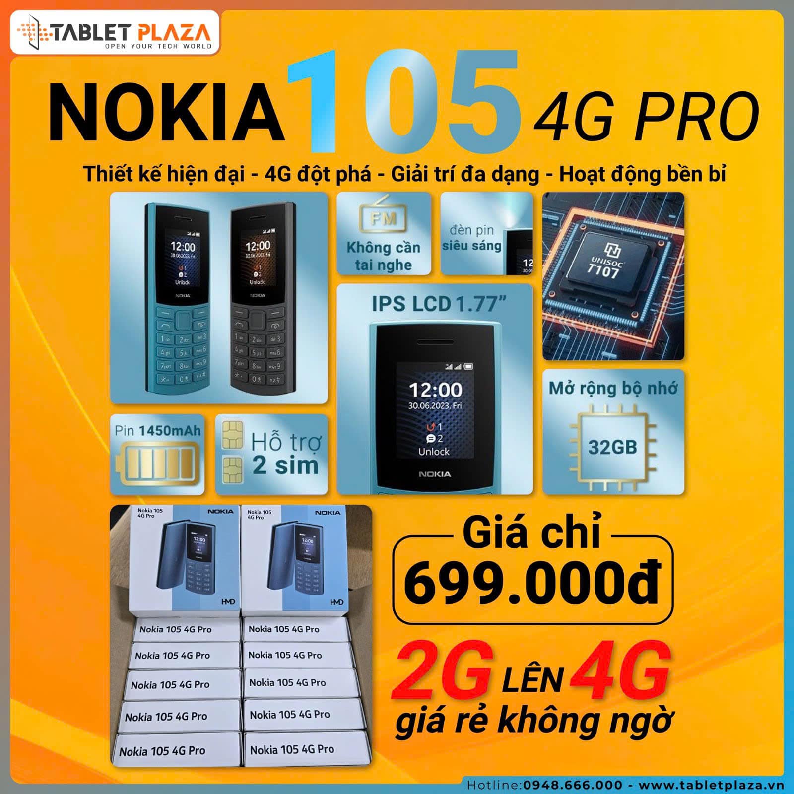 NÂNG CẤP ĐIỆN THOẠI 2G LÊN 4G NOKIA 105 4G PRO ƯU ĐÃI