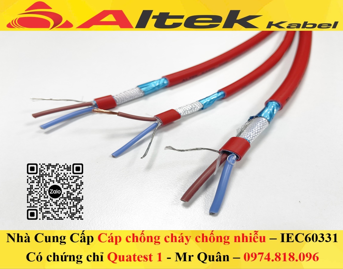 Cáp chống cháy chống nhiễu 2x1.0, 2x1.5, 2x2.5+GFT