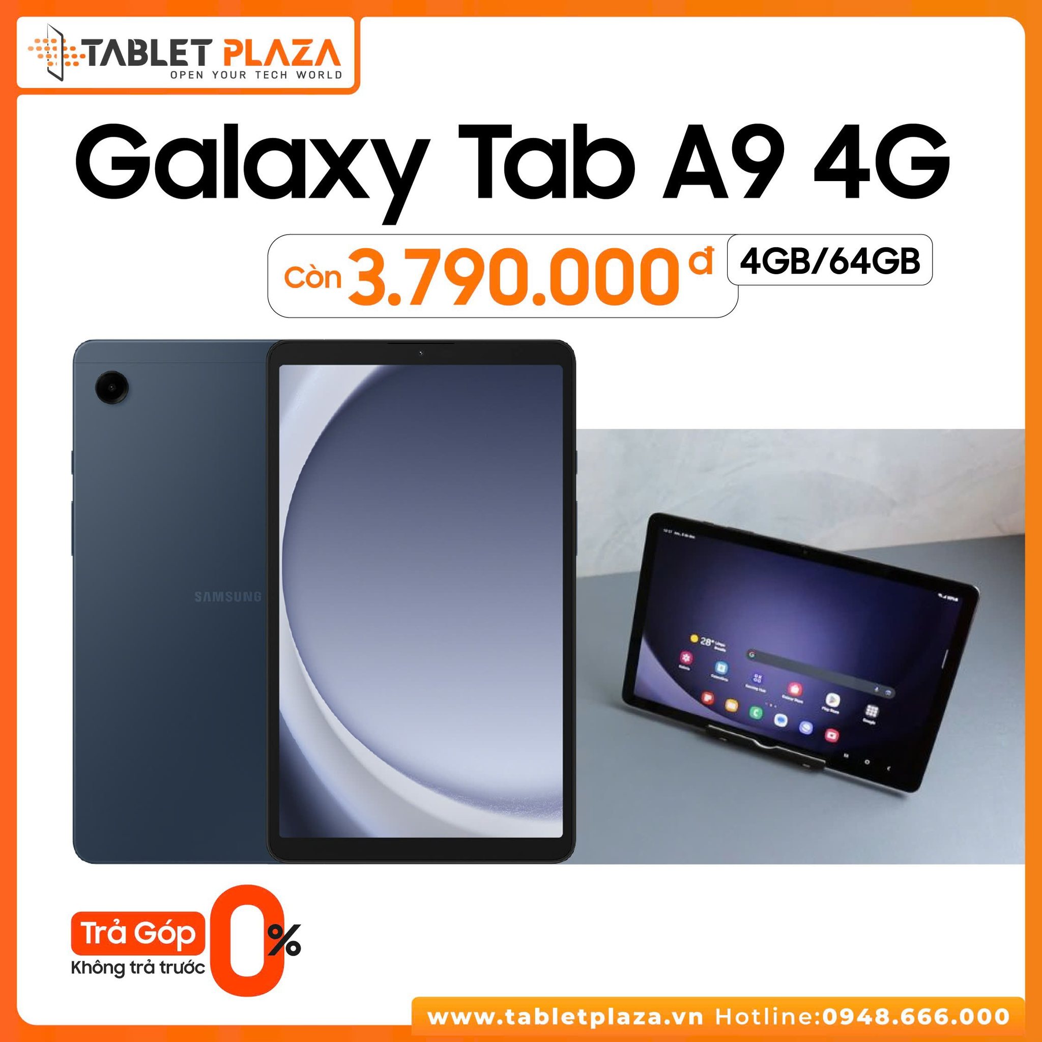 Hiệu năng mạnh mẽ cùng Tab A9 4G giá tốt TDM