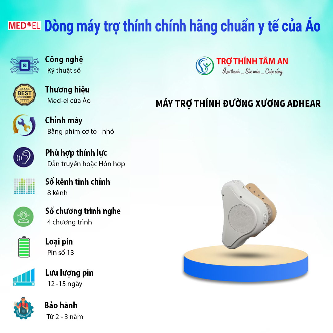 Máy trợ thính đường xương Adhear - medel của ÁO