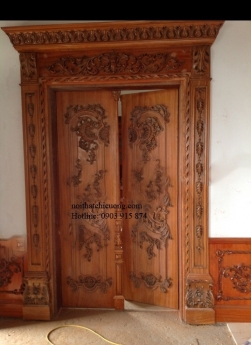 Đồ gỗ nội thất - Cửa gỗ mỹ nghệ kiểu cổ điển sang trọng