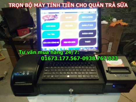 Trọn bộ máy tính tiền cho quán trà sữa, mì cay tại Vĩnh Long