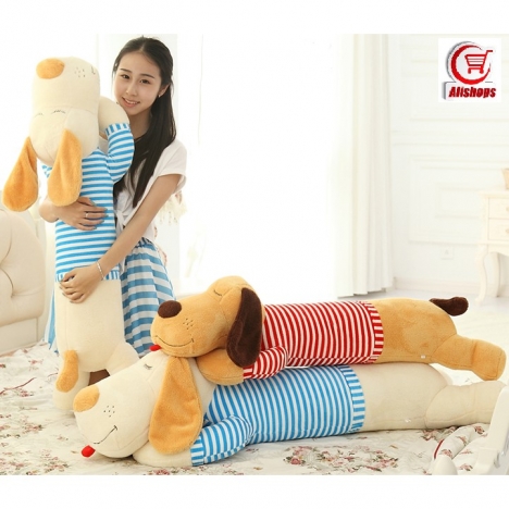 CHÓ ÔM HÀNG BÉO SIZE LỚN DÀI (LÔNG VÀNG ÁO ĐỎ)