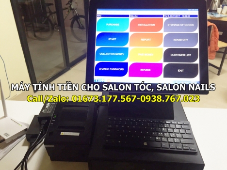 Trọn bộ thiết bị tính tiền cho salon tóc, nails