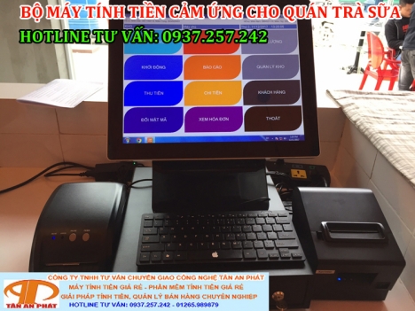 Bộ máy tính tiền cảm ứng cho quán trà sữa lắp đặt tận nơi tại Vĩnh Long