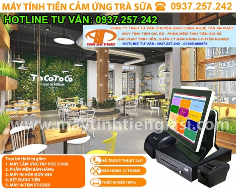 Bộ máy tính tiền cảm ứng cho quán trà sữa lắp đặt tận nơi tại Vĩnh Long
