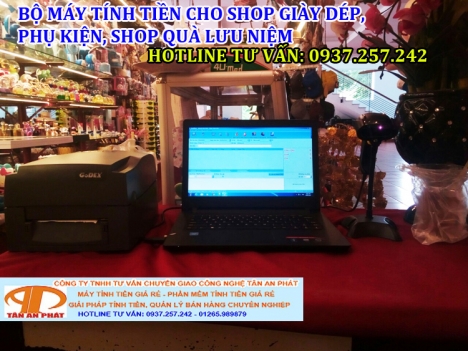 Bộ máy tính tiền cho shop giày dép, phụ kiện lắp đặt tận nơi tại Vĩnh Long