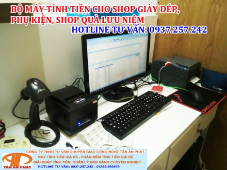 Bộ máy tính tiền cho shop giày dép, phụ kiện lắp đặt tận nơi tại Vĩnh Long