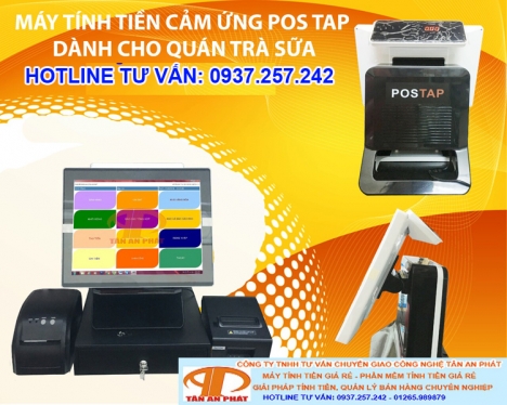 Bộ máy tính tiền cảm ứng cho quán trà sữa lắp đặt tận nơi tại Vĩnh Long