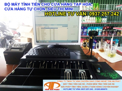Bộ máy tính tiền cho cửa hàng tạp hóa lắp đặt tận nơi tại Vĩnh Long