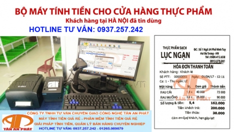 Bộ máy tính tiền cho cửa hàng thực phẩm lắp đặt tận nơi tại Vĩnh Long