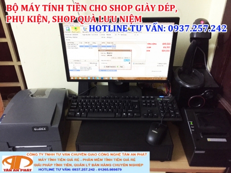 Bộ máy tính tiền cho shop giày dép, phụ kiện lắp đặt tận nơi tại Vĩnh Long