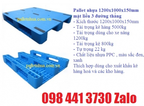 Pallet nhựa 1200x1000x150mm mặt liền