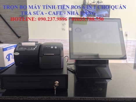 Bán máy tính tiền cảm ứng 6 IN 1 cho quán trà sữa tại Sóc Trăng
