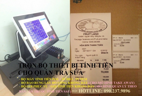Trọn bộ máy tính tiền pos cho quán trà sữa tại Nam Định