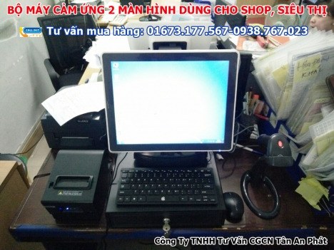 Bán máy bán hàng cảm ứng 2 màn hình cho quán trà sữa