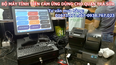 Máy tính tiền trọn bộ cho quán trà sữa tại Bình Dương