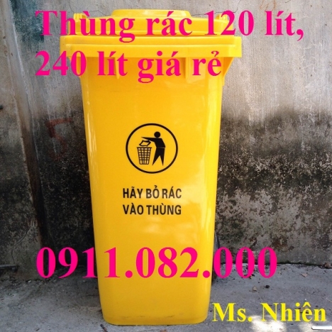 Bán thùng rác 240 lít giá rẻ nam định- nhựa hdpe, nắp kín