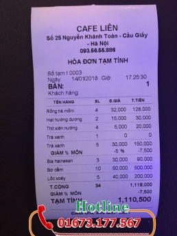 Phần mềm tính tiền in bill cho quán Café