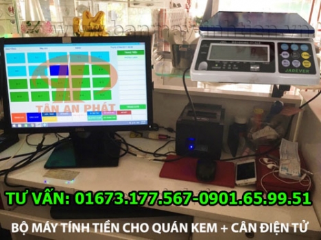 Bán máy tính tiền và cân điện tử cho quán kem tự chọn