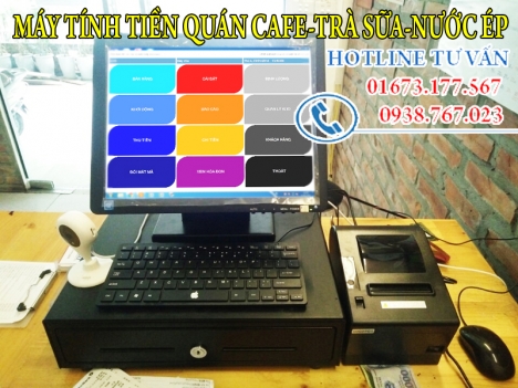 Phần mềm tính tiền, máy in hóa đơn, máy in pha chế cho quán café