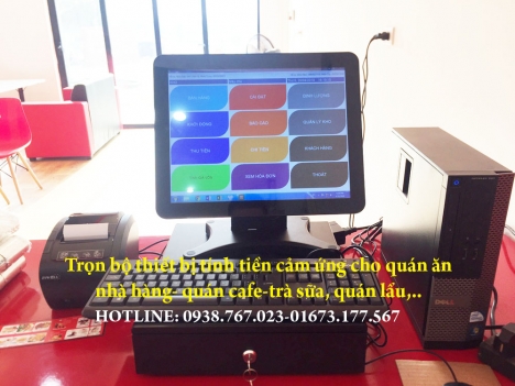 Phần mềm tính tiền, máy in hóa đơn, máy in pha chế cho quán café