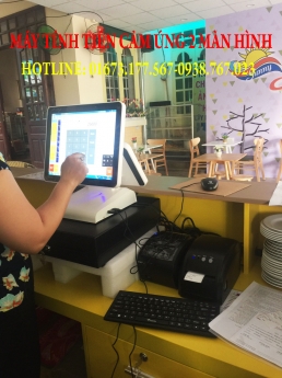 Lắp tận nơi máy tính tiền cảm ứng cho quán trà sữa tại Long An