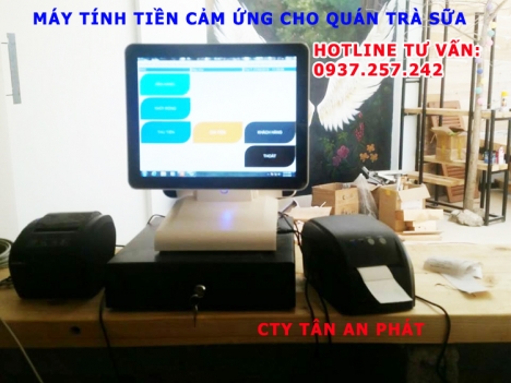 Bán máy tính tiền cảm ứng 2 màn hình cho quán trà sữa tại Hà Nội