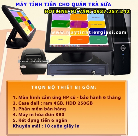 Bán trọn bộ máy bán hàng cảm ứng cho quán trà sữa tại Hà Nội