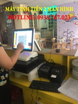 Máy bán hàng cảm ứng 2 màn hình dùng cho cửa hàng thức ăn nhanh