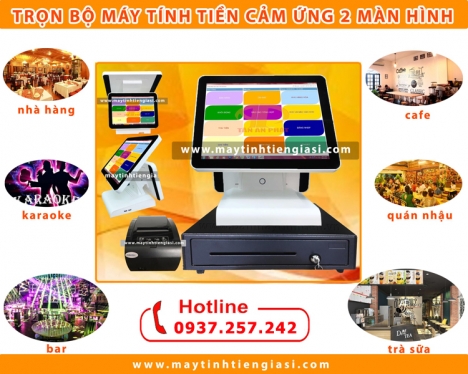 Bán máy tính tiền cảm ứng 2 màn hình cho quán cafe tại TPHCM
