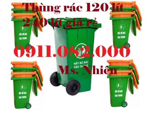 Bán thùng rác 120 lít 240 lít giá rẻ- thùng rác nhựa màu xanh, nắp kín