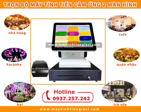 Bán máy tính tiền cảm ứng 2 màn hình cho quán cafe tại Cần Thơ, Hậu Giang