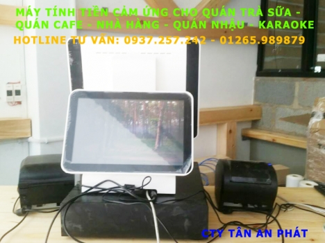 Bán máy tính tiền cảm ứng 2 màn hình cho quán trà sữa tại Cần Thơ, Kiên Giang